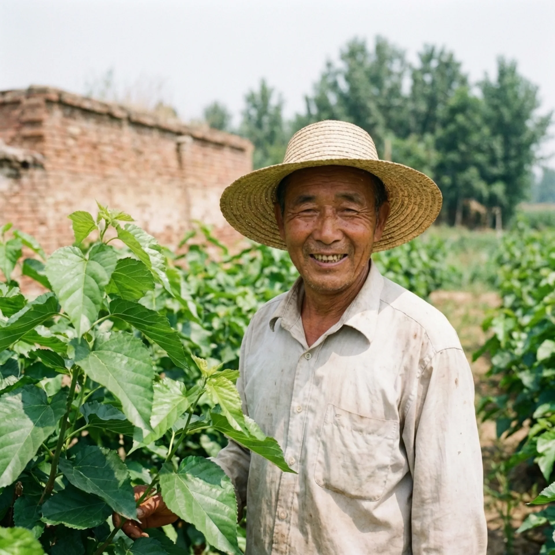 Seidenbauer bei der Arbeit