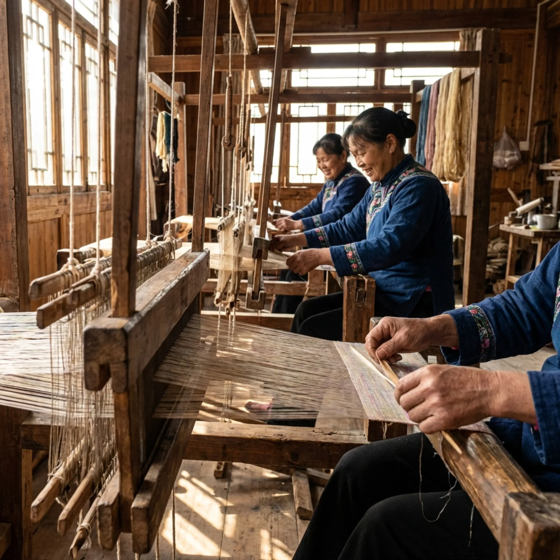 Traditionelles Weben von Seide